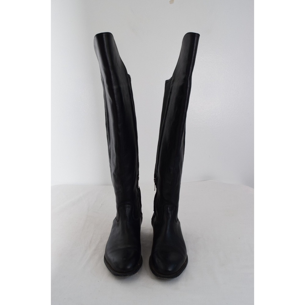 ARIAT two24 Women's Boots 8.5B Black Leather Block Heel Tall Knee High Pull On - Picture 2 of 10